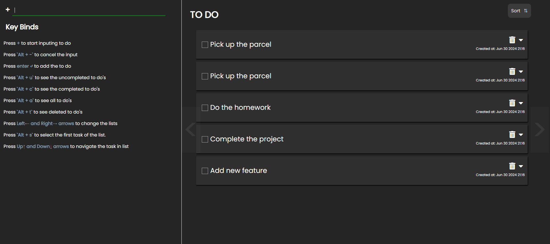 Interface display for To Do Maker